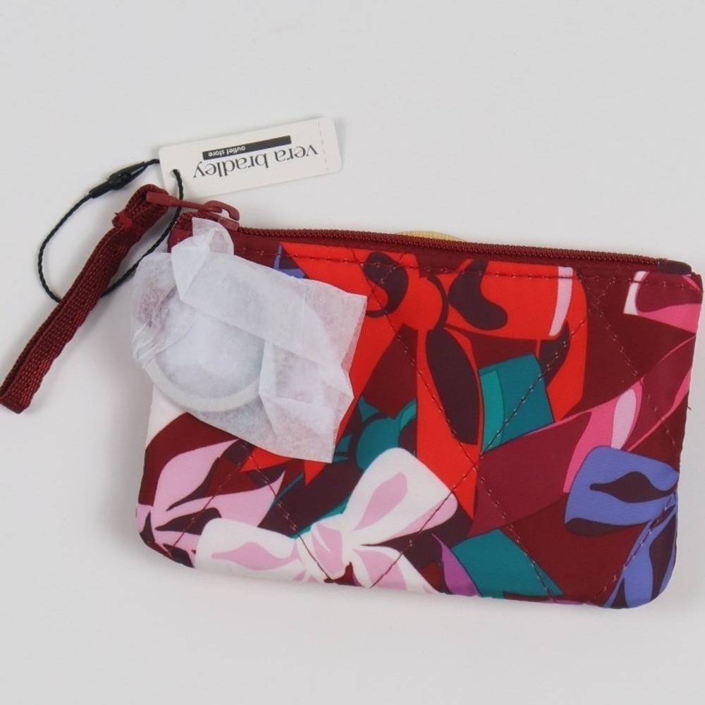 Vera Bradley Zip ID Case Bow Show Red Multi Floral Quilted NWT